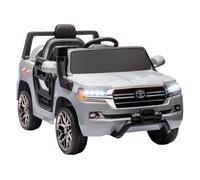 AIYAPLAY Coche Eléctrico para Niños de +3 Años Toyota Land Cruiser Coche Eléctrico con Batería 12V Mando a Distancia Faros Bocina Arranque Suave y Música MP3 Gris