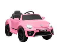 AIYAPLAY Coche Eléctrico para Niños de +3 Años Volkswagen Beetle Carro Eléctrico Infantil con Batería 12V Mando a Distancia Faros Bocina y Música Rosa