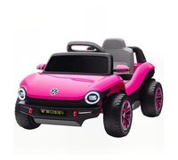 Aiyaplay coche eléctrico para niños de +3 años, volkswagen e-buggy, coche de batería 12v, con mando a distancia 2,4 g, ruedas con suspensión, faros led, música, usb, motor doble, rosa