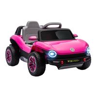 AIYAPLAY Coche Eléctrico para Niños de +3 Años, Volkswagen E-Buggy, Coche de Batería 12V, con Mando a Distancia 2,4 G, Ruedas con Suspensión, Faros LED, Música, USB, Motor Doble, Rosa