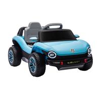 Aiyaplay coche eléctrico para niños de +3 años, volkswagen e-buggy, coche de batería 12v, con mando a distancia 2,4 g, ruedas con suspensión, faros led, música, usb, motor doble, azul