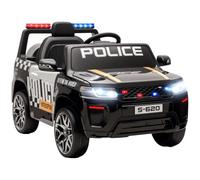 AIYAPLAY Coche Eléctrico para Niños de Policía Motor Doble 12V Negro | Mando a Distancia 2,4 G, Suspensión en 4 Ruedas, Sirena, Faros LED, Puerto USB, Blutooth y Música