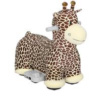 AIYAPLAY Coche eléctrico para niños en forma de jirafa, 6 V, funciona con pilas, con música, pedal de pie, funda de felpa lavable, ruedas silenciosas, 1,8-3 km/h, caballo eléctrico para 1,5-5 años