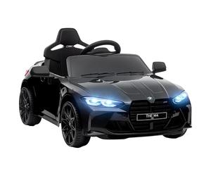 AIYAPLAY Coche Eléctrico para Niños12V BMW M4 Coche de Batería para Niños con Mando a Distancia Faros Bocina Música Velocidad 3-5 km/h Marcha Adelante y Atrás Cinturón de Seguridad Negro