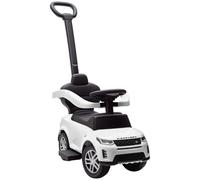 AIYAPLAY Coche Montable Licencia Land Rover con Mango y Barrera, en PP y Acero, 84x40x94.5 cm, Blanco