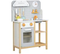 AIYAPLAY Cocina de Juguete con Sonido para Niños +3 Años 57x26x82 cm Gris | Cocinita Infantil, Cocinita de Madera Infantil, Fogón, Horno, Grifo, Fregadero, Accesorios de Cocina