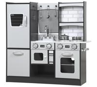 AIYAPLAY Cocina de Juguete de Madera con Sonido Accesorios de Acero Inoxidable para Niños a Partir de 3 Años Marrón Oscuro