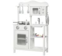 AIYAPLAY Cocina de Juguete de Madera con Sonido Accesorios Fregadero y Microondas para Niños a Partir de 3 Años Blanco