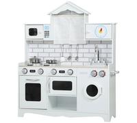 Aiyaplay - Cocina de Madera con Sonidos, Cortinas y Accesorios - Blanco
