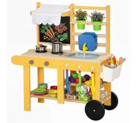 Aiyaplay Cocina De Juguete Exterior Con Ruedas Agua Real Fregadero Amarillo