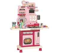 AIYAPLAY Cocina de Juguete Infantil con 33 Accesorios, Luces, Sonidos, Almacenaje, Fregadero y Horno, Rosa, para Niños de 3 a 6 Años