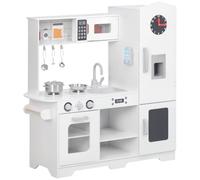 AIYAPLAY Cocina de Juguete para Niños +3 Años con Fogón y Fregadero Blanco | Cocina de Madera Infantil, Cocinita Infantil, Grifo, Microondas, Reloj, Máquina de Hielo, Accesorios
