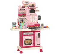 AIYAPLAY Cocina infantil 33 piezas, accesorios con luz, sonido, almacenamiento, fregadero de juego, placa y horno 3-6 años