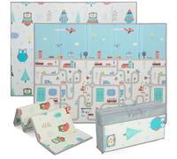 AIYAPLAY Colchoneta para gatear Colchoneta de juego plegable de doble cara 200 x 150 x 1,5 cm Colchoneta de juego antideslizante impermeable para bebés Colchoneta para niños con estampado de coches