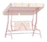 AIYAPLAY Columpio de Jardín Exterior para Niños de +3 Años con Toldo Ajustable Arnés de Seguridad 112x75x120 cm Rosa