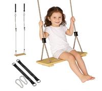 AIYAPLAY Columpio de madera, columpio infantil con cuerda ajustable y correas para árboles, juego de parque infantil para porche, patio, jardín, parque infantil