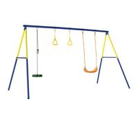 AIYAPLAY Columpio Infantil 3 en 1 Columpio Clásico y de Pie y Aros de Gimnasia Carga 150 kg para Niños de 3 a 8 Años Multicolor