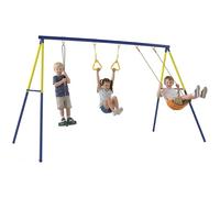 AIYAPLAY Columpio Infantil 3 en 1, Columpio para Niños Clásico, de Pie, Aros de Gimnasia, Carga 150 kg, para Interior, Exterior, para Niños de 3 a 8 Años, Multicolor