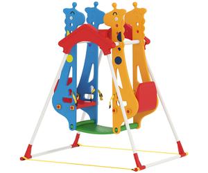 AIYAPLAY Columpio Infantil Cara a Cara con Doble Asiento, 114x94x134,5 cm, Multicolor Aosom España