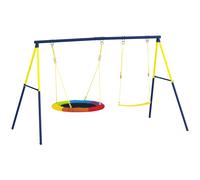 AIYAPLAY Columpio Infantil con Soporte Metálico para 3 Niños, 265x160x178 cm, Multicolor Aosom España