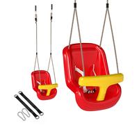 AIYAPLAY Columpio Infantil Cuerda Ajustable con Respaldo Alto Barandilla de Seguridad en T para Interior Exterior Rojo