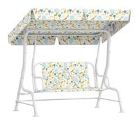 AIYAPLAY Columpio infantil de 2 plazas con toldo ajustable, cinturón de seguridad, columpio de jardín para niños de 3 a 6 años, color blanco, 110 x 74 x 113 cm