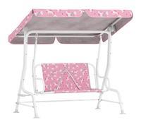 AIYAPLAY Columpio Infantil de Jardín para niños 2 Plazas Toldo Ajustable Cinturones de Seguridad Diseño de Unicornio Arcoíris Rosa Aosom España