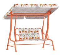 AIYAPLAY Columpio Infantil para Exterior con 2 Asientos, Techo Ajustable y Cinturones de Seguridad, Columpio para jardín e Interior de Acero y Oxford, máx. 60 kg, 112 x 75 x 120 cm, Naranja.