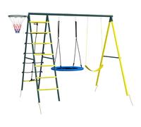 AIYAPLAY Columpio Infantil para Jardín 267x180x202 cm 4 en 1 con Columpio Nido y Canasta Amarillo Aosom España