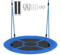 AIYAPLAY Columpio nido, columpio para 2 niños con cuerdas regulables en altura, asiento redondo Ø 80 cm, azul Aosom España