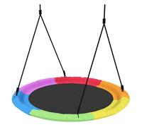 AIYAPLAY Columpio Nido Infantil, Ø120 cm, Altura Ajustable, Columpio Redondo para Bebés para Árbol, Carga 300 kg, para Interior y Exterior, para 4 Niños de 3 a 8 Años, Multicolor