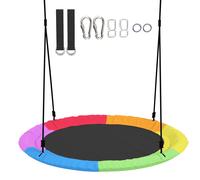 AIYAPLAY Columpio Nido Infantil Ø120 cm Altura Ajustable Columpio Redondo para Niños para Árbol Carga 300 kg Multicolor