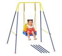AIYAPLAY Columpio para Bebés 3 en 1, Columpio Jardín Exterior con Cuerdas Ajustables, Cinturón de Seguridad, Marco de Acero Plegable, para Niños de 9 Meses a 8 Años, para Interior, Exterior, Azul