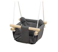 AIYAPLAY Columpio para Bebé con Altura Ajustable para Niños de 9-36 Meses 40x40x110-180 cm Gris y Madera Aosom España