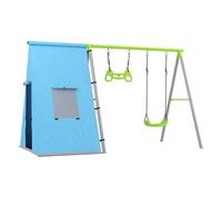 AIYAPLAY - Columpio para niños (3 años, 3 en 1, columpio de jardín, con tienda de columpio, anillos de gimnasia y marco de metal, color verde