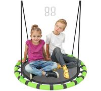 AIYAPLAY Columpio para Niños Redondo Columpio Jardín Exterior Ajustable Infantil Impermeable Carga 150 kg Ø100x180 cm Negro y Verde