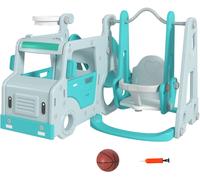 AIYAPLAY Columpio tobogán infantil 201x151x87.5 cm azul claro