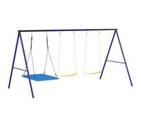 AIYAPLAY Columpios para Niños de +3 Años para Exterior Jardín con 2 Columpios Simples y 1 Columpio Plataforma, Soporta 120 kg, para Patio Terraza 365x180x184 cm Multicolor