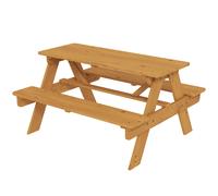AIYAPLAY Conjunto de jardín exterior para niños, mesa de picnic infantil con bancos, estructura de madera maciza, madera natural Aosom España
