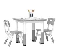 AIYAPLAY Mesa y Sillas Infantiles de 3 Piezas con 2 Sillas Blanco y Gris