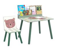 AIYAPLAY Conjunto de Mesa y Silla Infantil con Estante, Verde