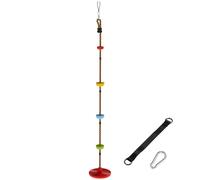 AIYAPLAY Cuerda de Escalada de Jardín para Niños con Plataformas y Asiento de Disco, en HDPE y PE, Rojo Aosom España