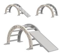 AIYAPLAY Escalada para Niños de 18-48 Meses 4 en 1 con Arco de Escalada Mecedora Rampa y Tobogán 164x70x57 cm Gris y Blanco