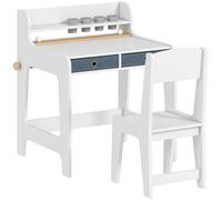 AIYAPLAY Escritorio Infantil con Silla Pupitre Infantil con 2 Cajones y Estante Mesa 62,8x55,6x73,8 cm y Silla 31,5x35x65,5 cm