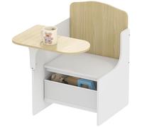 AIYAPLAY Escritorio y Silla para Niños con Bandeja de Almacenamiento, Conjunto de Mesa de Actividad 2 en 1 para Dibujo, Lectura y Juegos, Equipos para Niños de 3 a 5 Años, Blanco