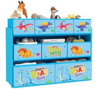AIYAPLAY - Estante de almacenamiento de juguetes para niños, 3 niveles con 9 cajas de tela no tejida, estilo dinosaurio para dormitorio