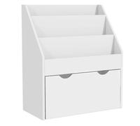 Aiyaplay - Librería Infantil con 3 Estantes y 1 Cajón con Ruedas - Blanco