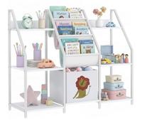 AIYAPLAY Estantería de Libros y Juguetes 3 Niveles Estante de Tela Blanco | Estantería Montessori infantil, cajón de tela, organizador juguetes, para guardería/dormitorio/sala juegos
