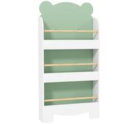 AIYAPLAY Estantería Infantil 3 Niveles Diseño de Osito Bordes Redondeados y Barreras de Seguridad para Libros y Juguetes Verde