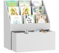 AIYAPLAY Estantería infantil, estantería organizadora de juguetes con 3 estantes, cajón, para dormitorio, cuarto de niños, cuarto de juegos, aula, gris